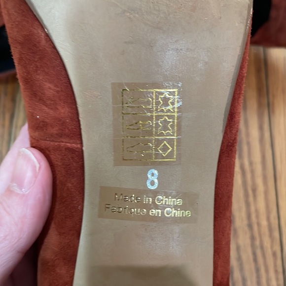 Free People Jeffrey Campbell Burnt Orange Suede Cyndi Block Heel Women’s Size 8 - Picture 10 of 10